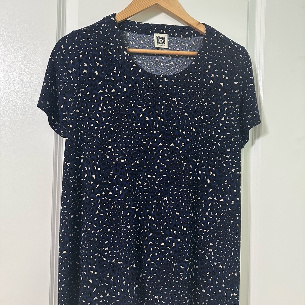 Navy Blue Patterned Women's Top
